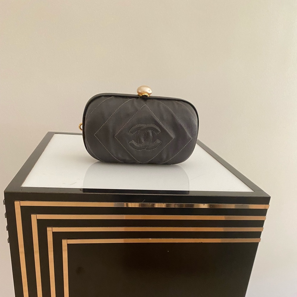 Chanel Dark Grey Vintage Clutch Bag